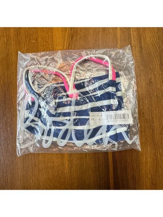 MINI BODEN Zebra Stripe Tankini Swim Top Girls 4-5 NWT Blue Animal Print NEW - Picture 5 of 5